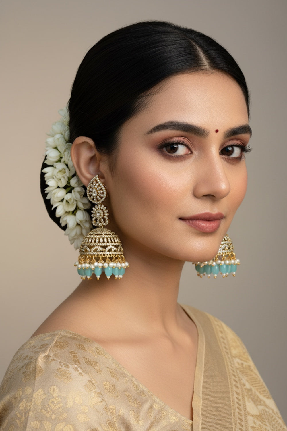 jhumka earrings mehendi polish