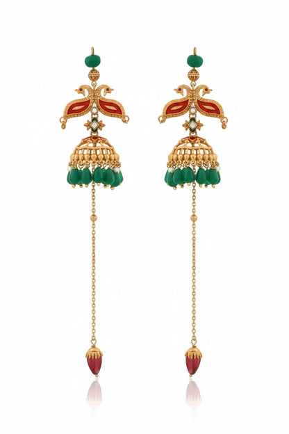 zirconia moissanite kundan meenakari drop earrings 250398