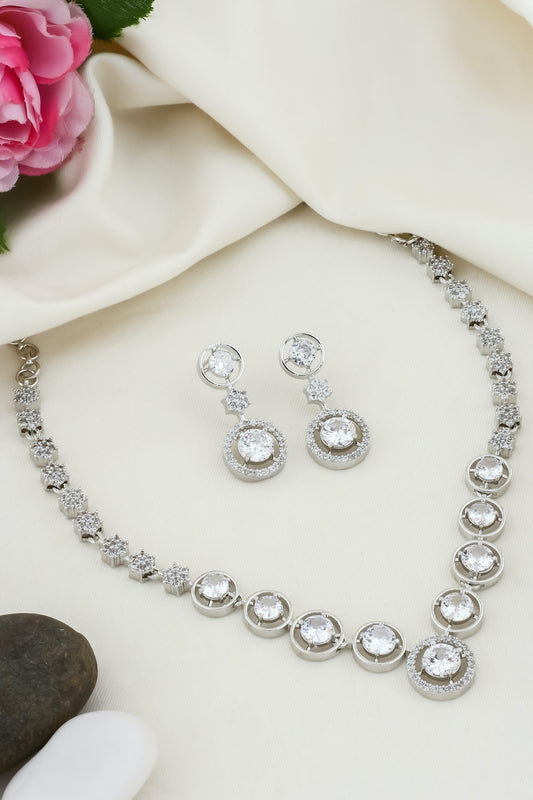 round stone cz necklace