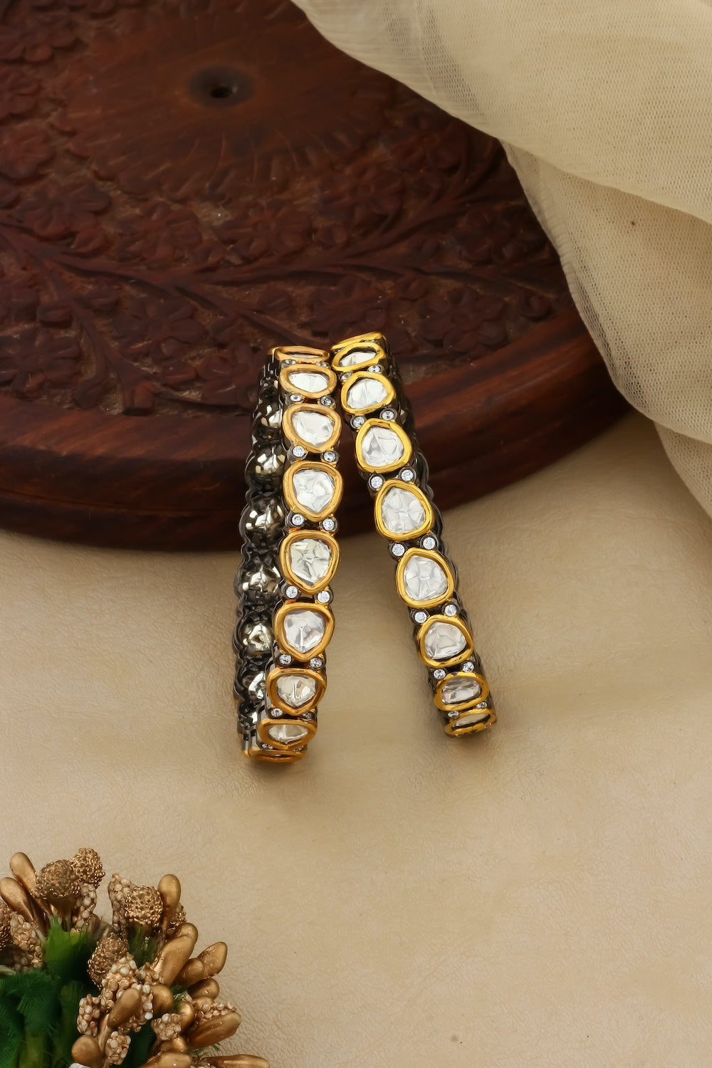 jadau moissanite polki kundan openable bangle