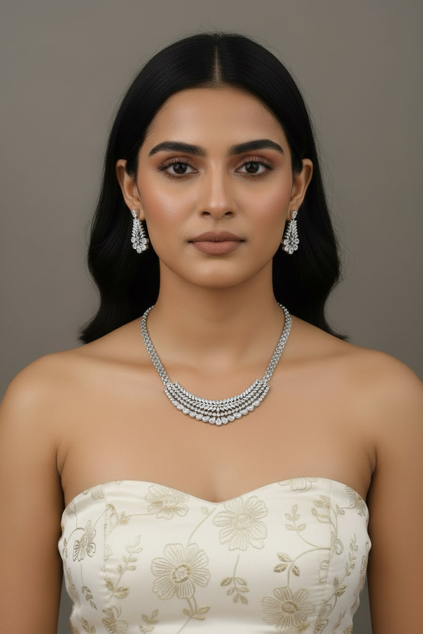 silver cznecklaceset