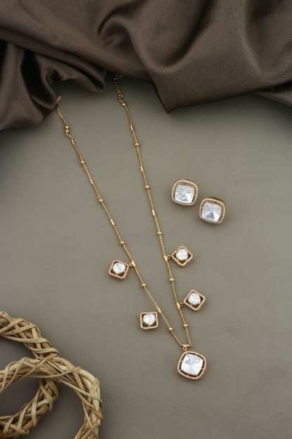 square polki pendant earrings indian jewellery