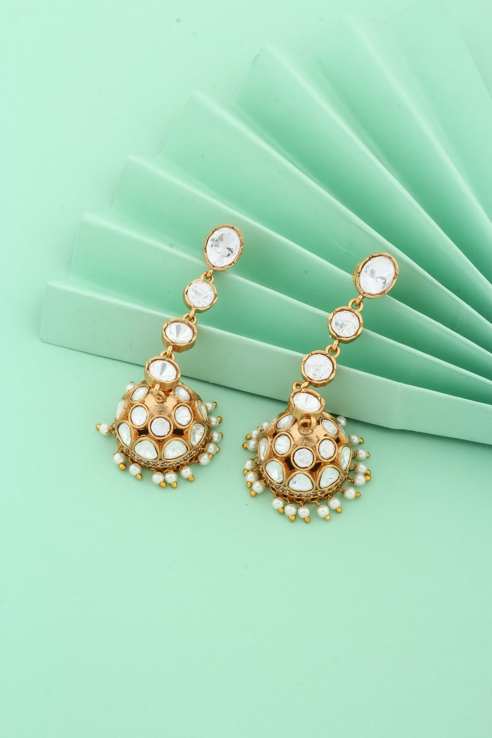 jadau polki style kundan jhumka earrings kje250401