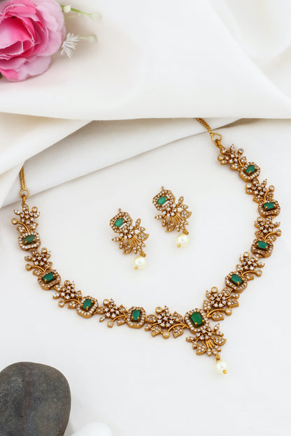 emerald antique necklace set
