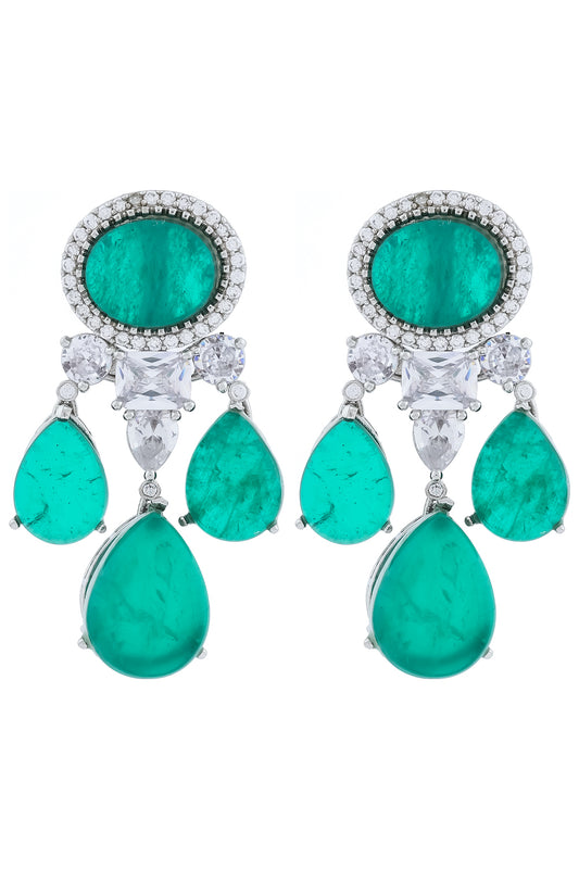 emerald green doublet drop earrings