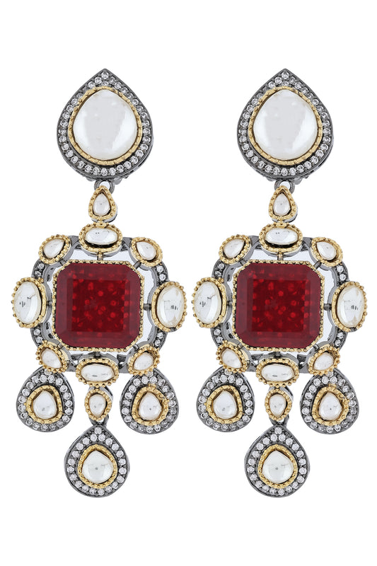 red doublet drop earrings