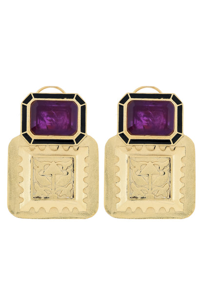 amethyst enamel stud earrings