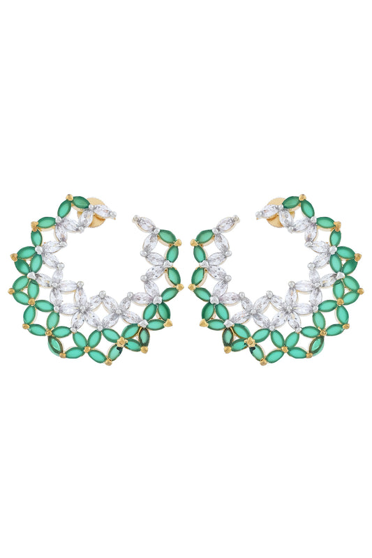 green cz hoop studs