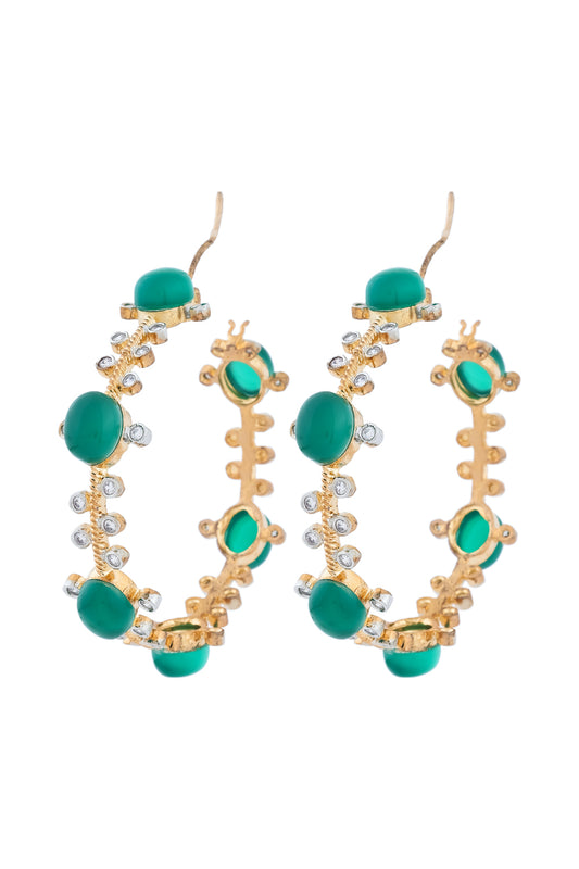 green onyx cz hoops