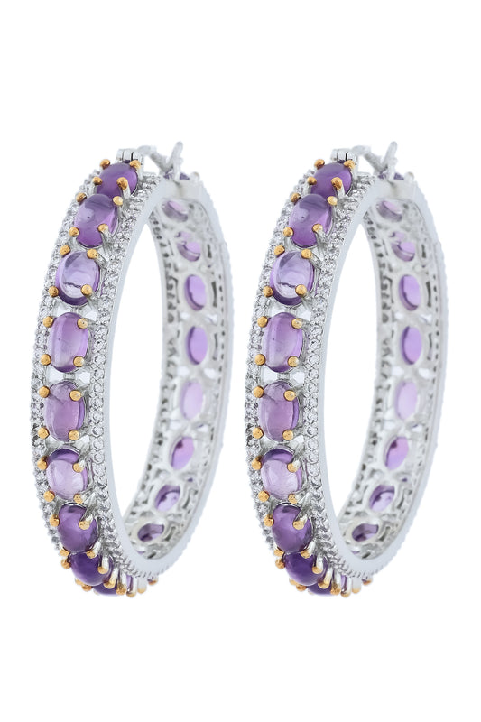 amethyst cz hoops