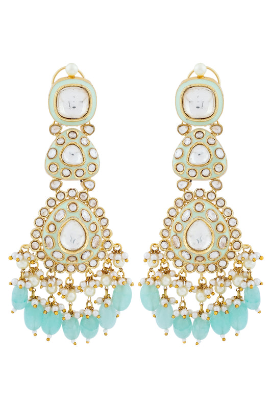 pastel green polki earrings