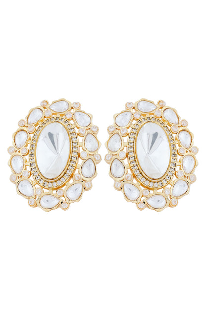 cz diamond uncut polki earrings