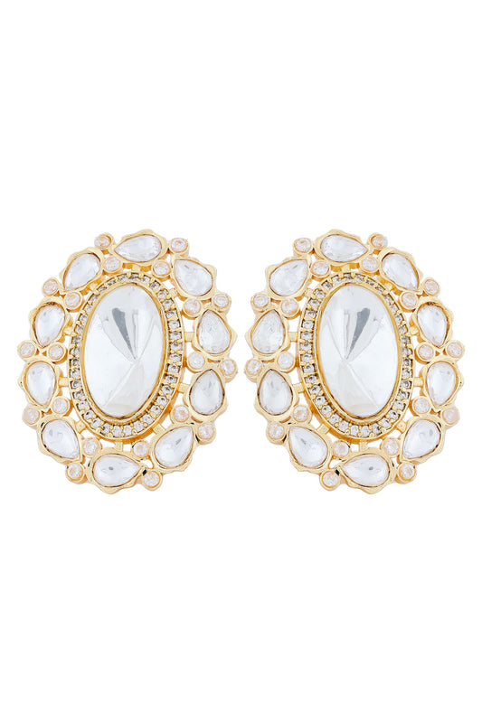 cz diamond uncut polki earrings