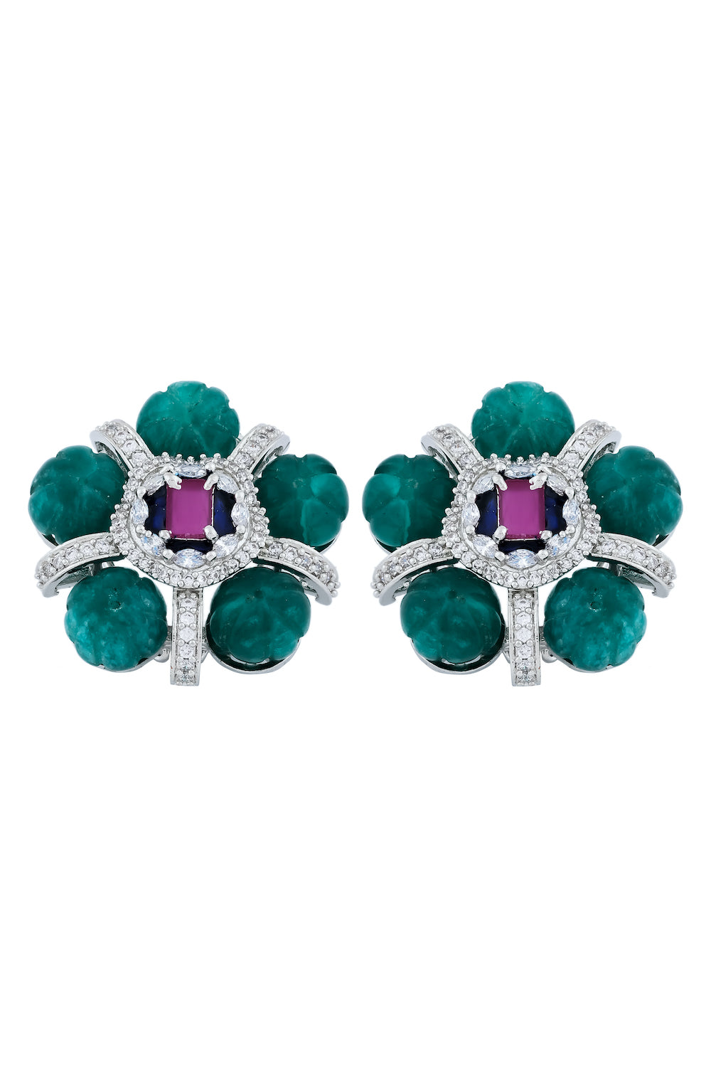 emerald green with ruby and cz studs