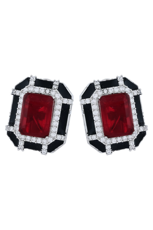 red black doublet enamel stud earrings