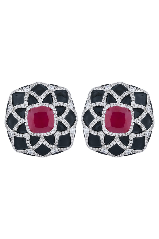 ruby enamel stud earrings