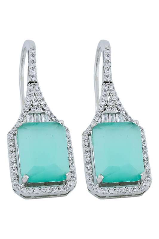 mint diamond silver earrings