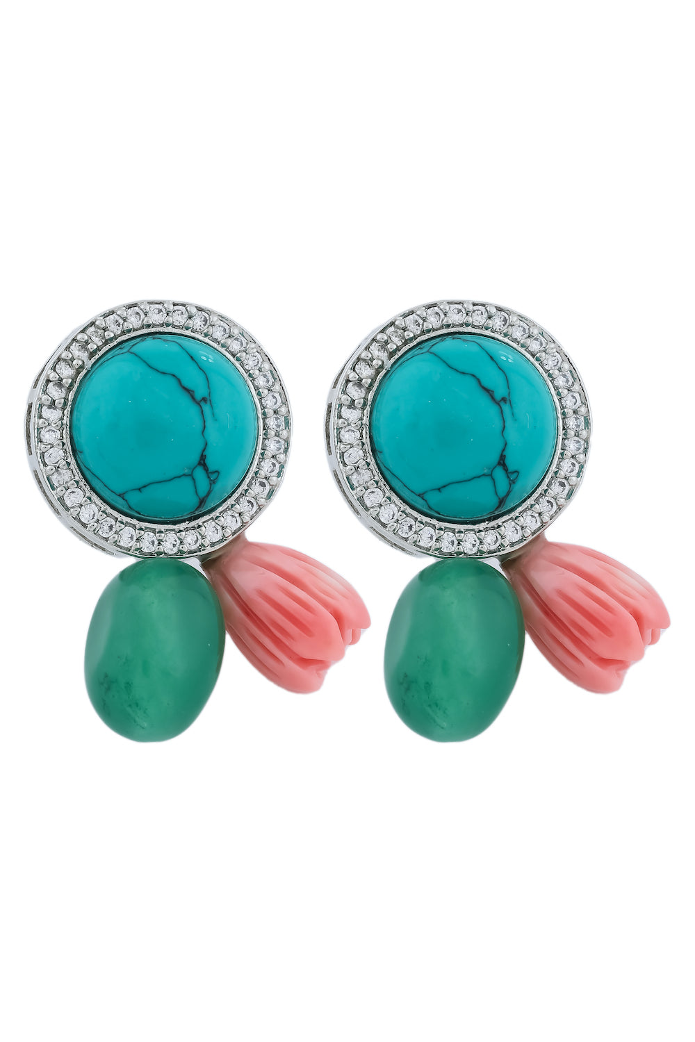 turquoise cz coral studs