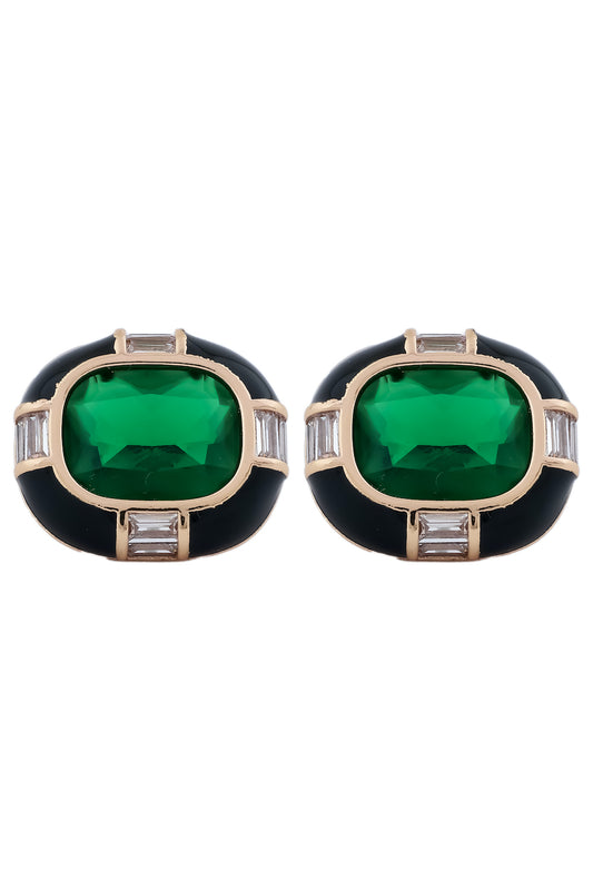 enamel cz delicate stud green