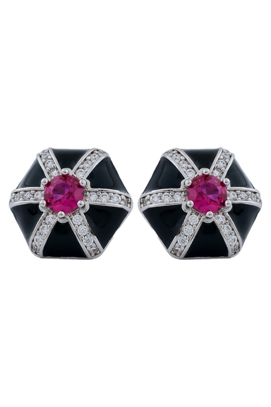 cz enamel pink costume earrings