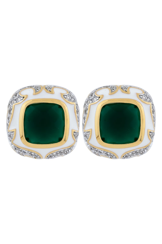 green white Art Deco earrings