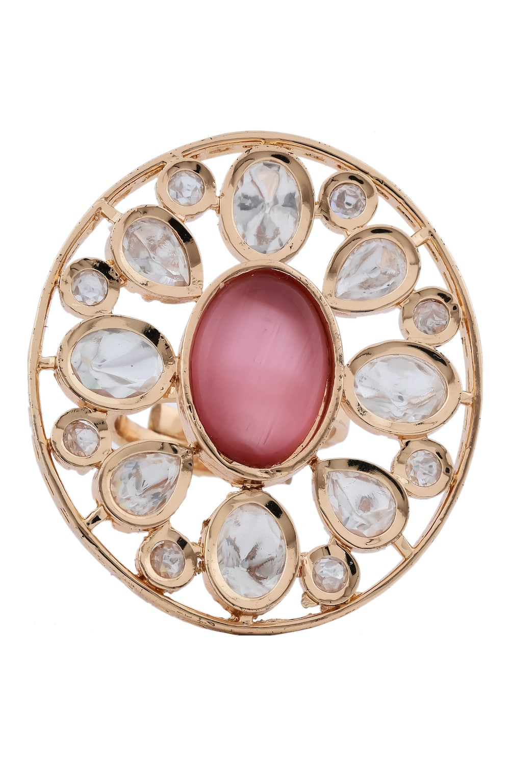 pink kundan finger ring