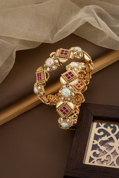 real gold kundan Meena bangle