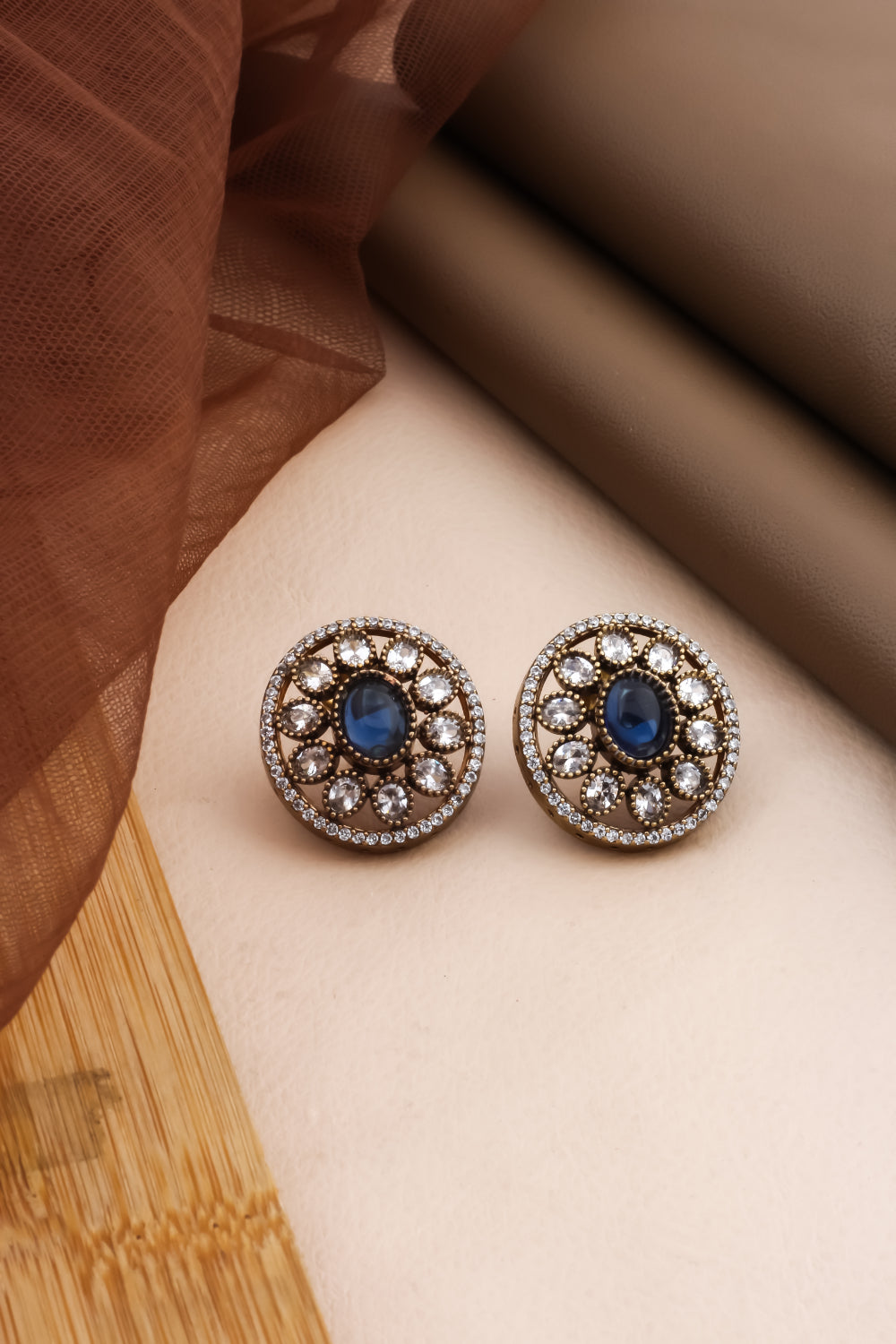 blue cz with kundan stud