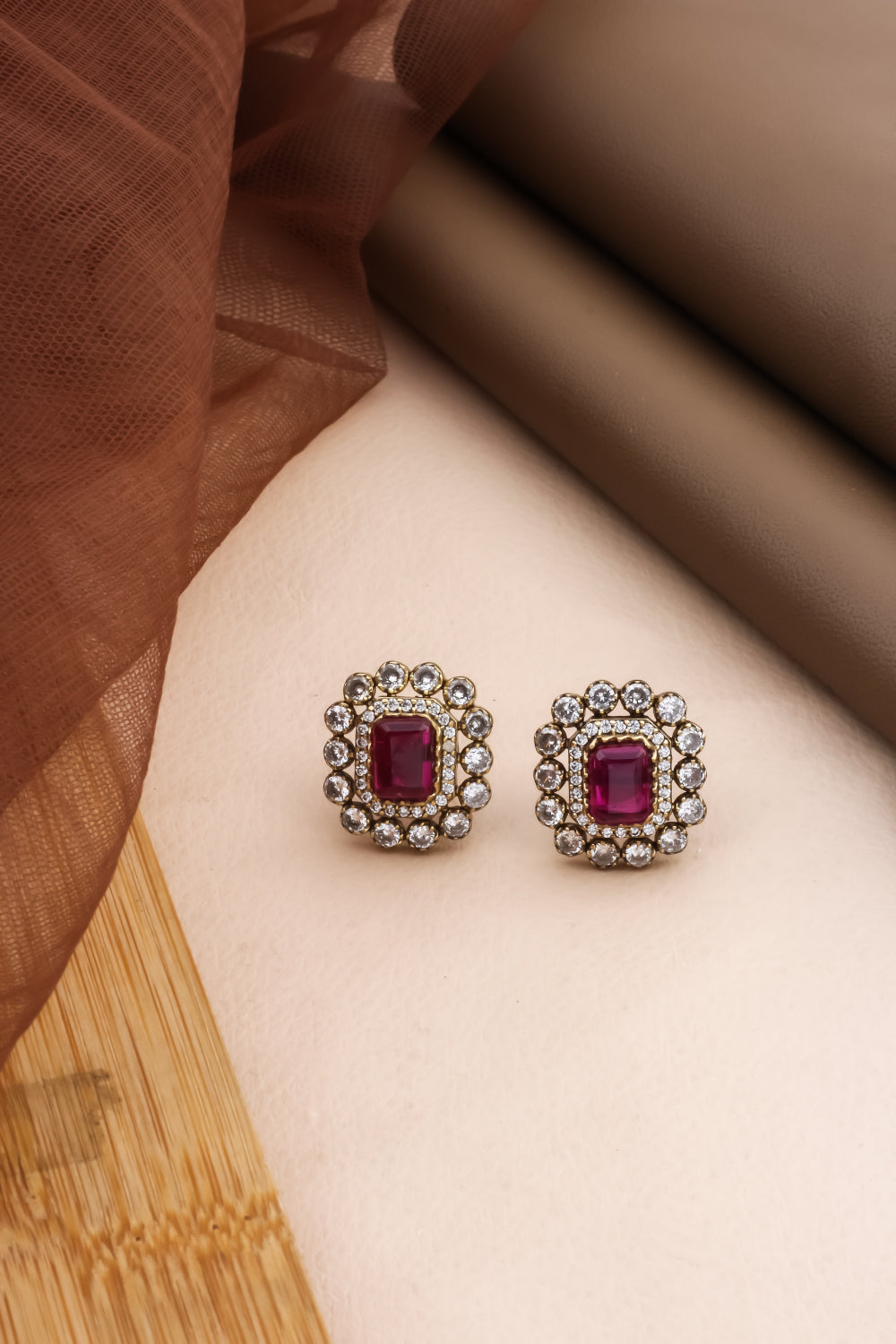 victorian finish ruby studs