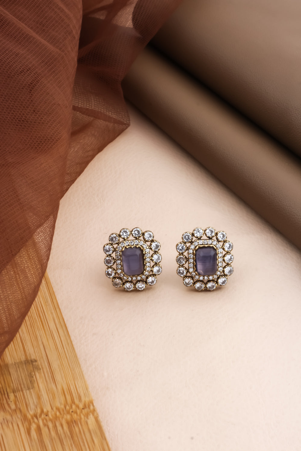 purple cz earrings