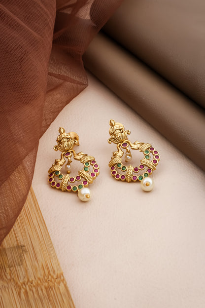 hindu godess lakshmi elephant drop earrings