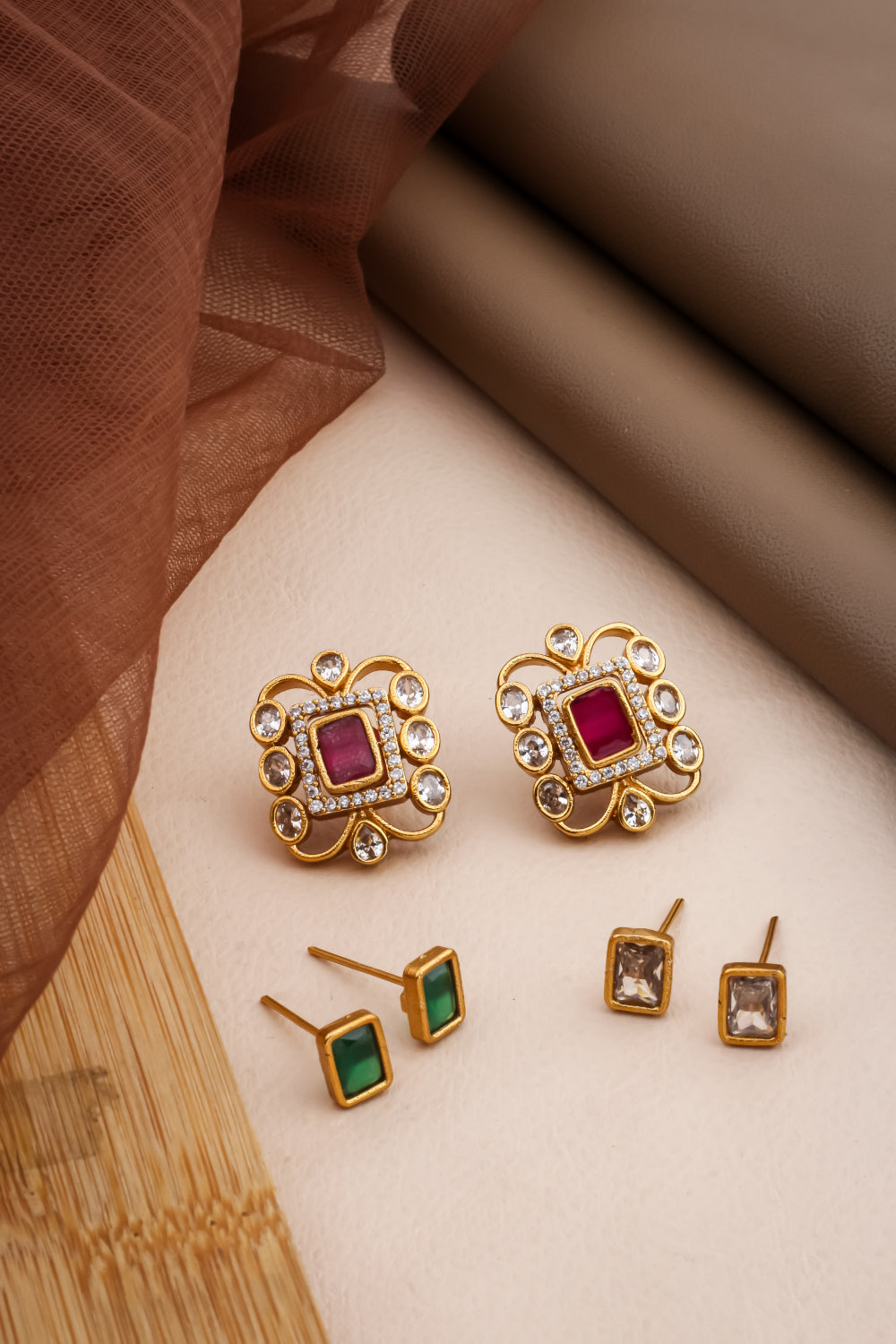 detachable cz kundan earrings