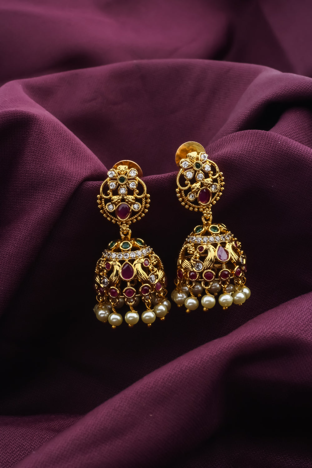 traditional gold jhumka