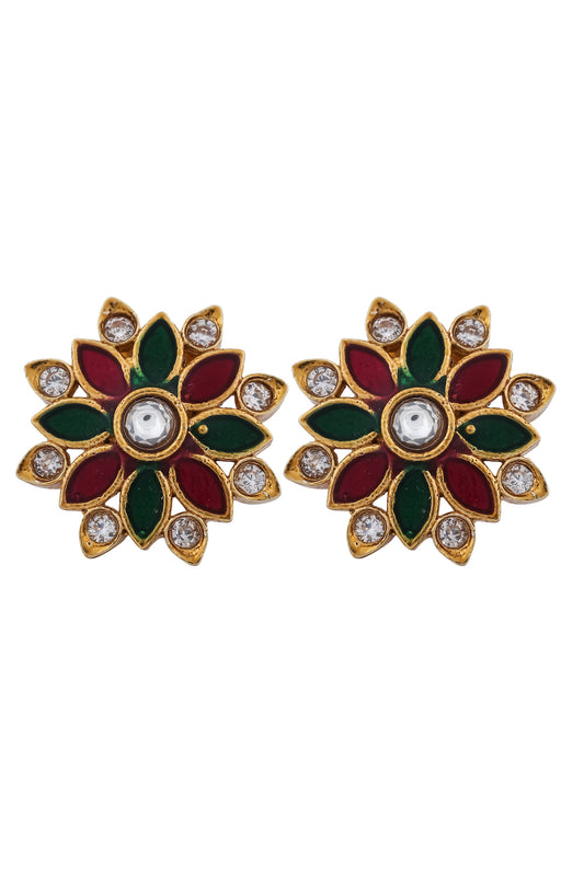 tiny kundan cz studs