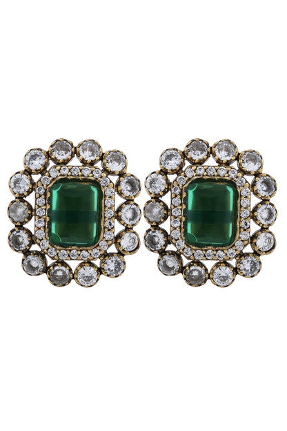 emerald cz kundan earring