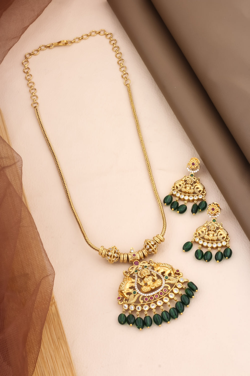 elephant goddess Lakshmi necklace set