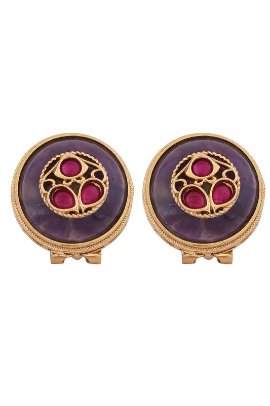 amethyst kundan studs