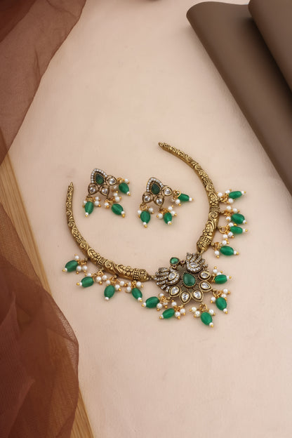 emerald cz peacock hansuli