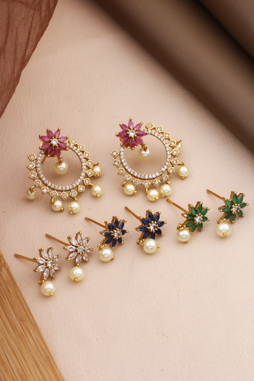 cz kundan earrings