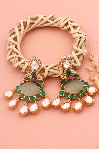 prehnite green kundan earrings