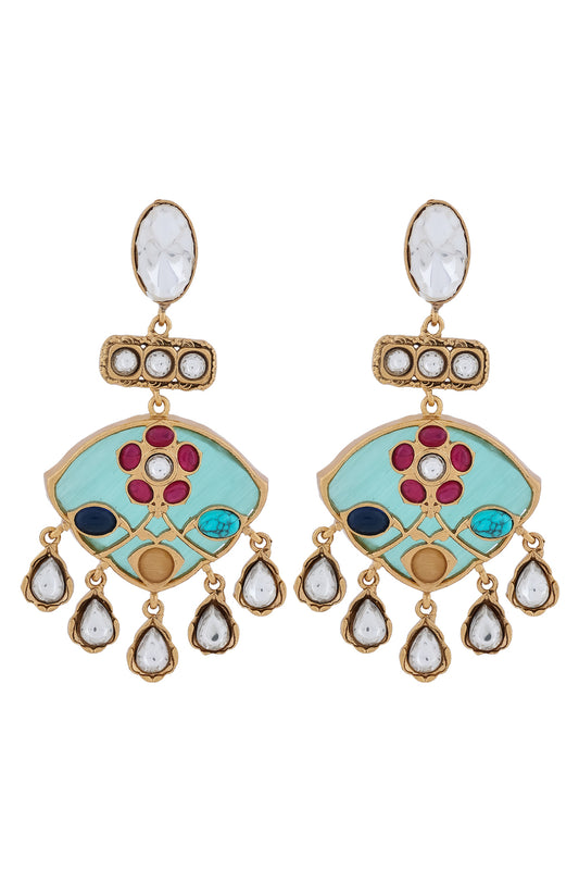 kundan drop earrings