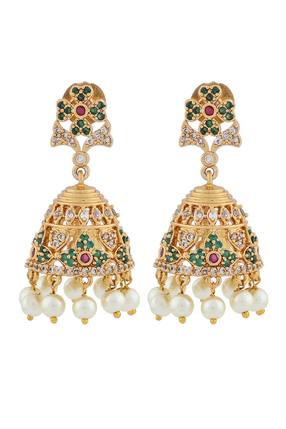 medium size cz gold jhumka