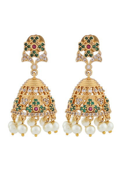 medium size cz gold jhumka