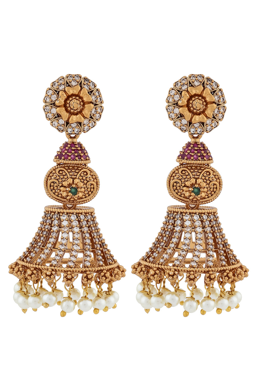 ruby cz long jhumka