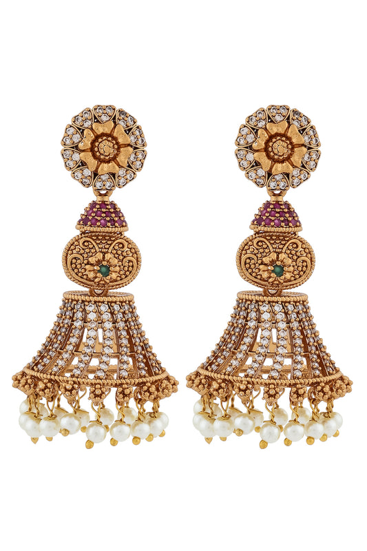 ruby cz long jhumka