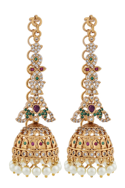 cz long gold jhumka