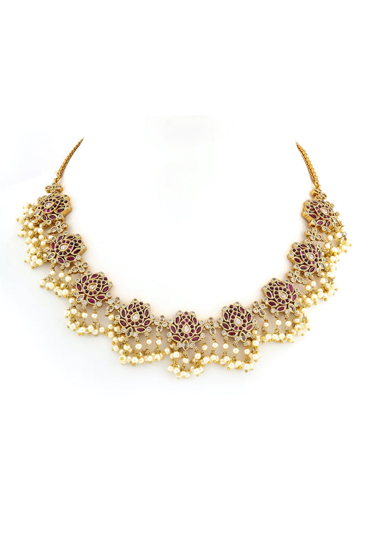 kundan lotus necklace