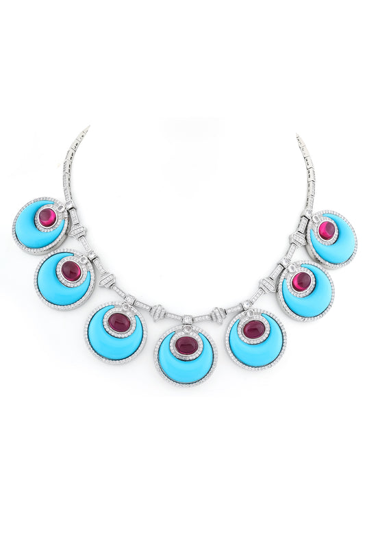 turquoise cz necklace set