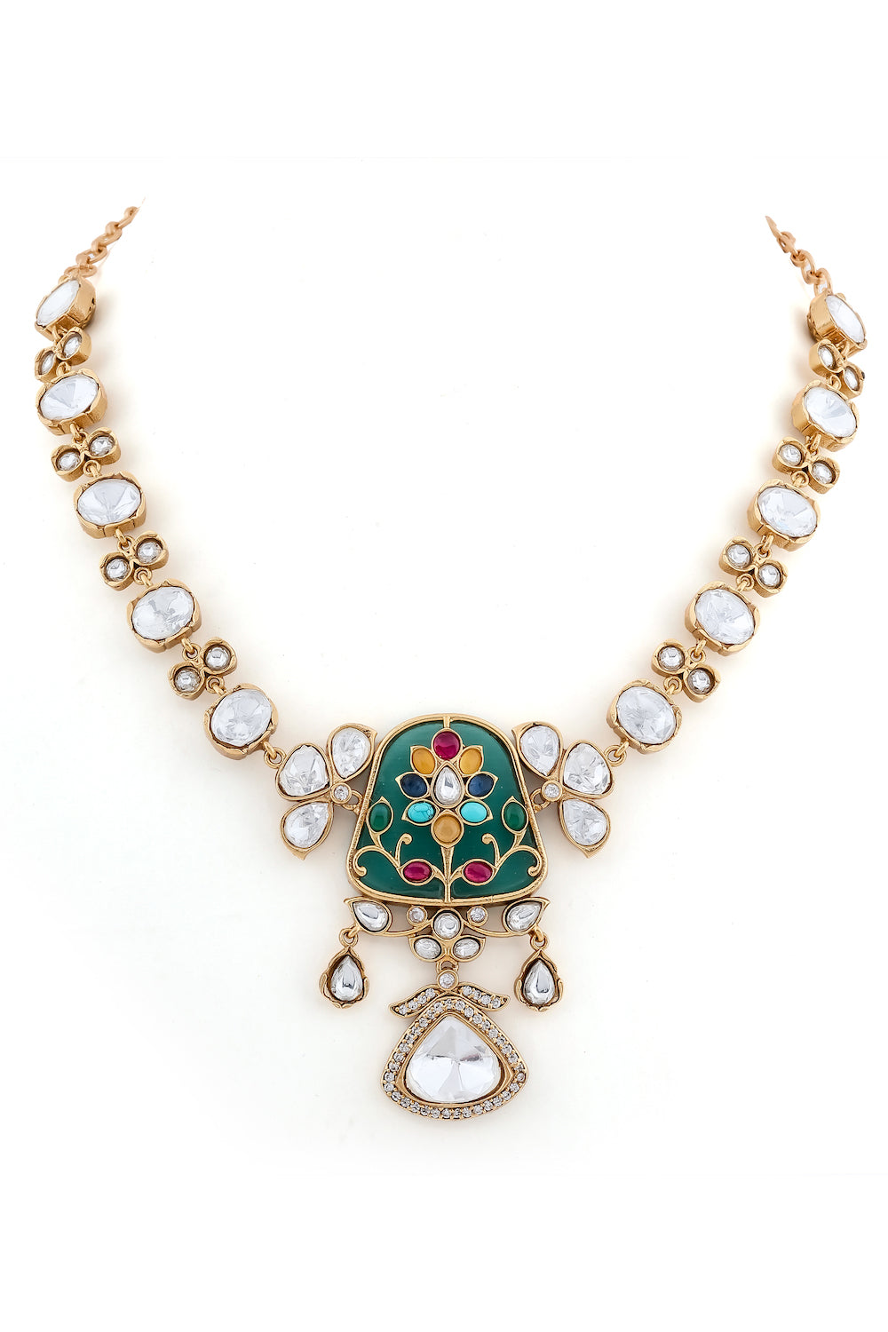 green kundan set