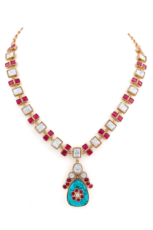 turquoise kundan necklace